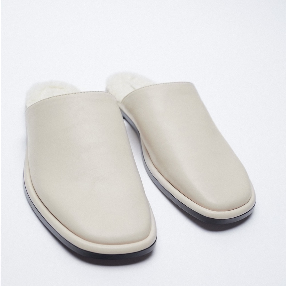 New Zara Mules Faux Fur White - Picture 4 of 11